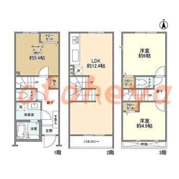 楽器ピアノ可相談 の 賃貸物件 2SLDK 17.1万円の図面１