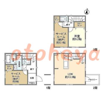 楽器ピアノ可相談 の 賃貸物件 1SLDK 18.5万円の図面１