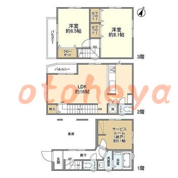 楽器ピアノ可相談 の 賃貸物件 2SLDK 18.3万円の図面１