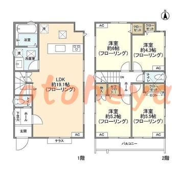 楽器ピアノ可相談 の 賃貸物件 4LDK 23.5万円の図面１
