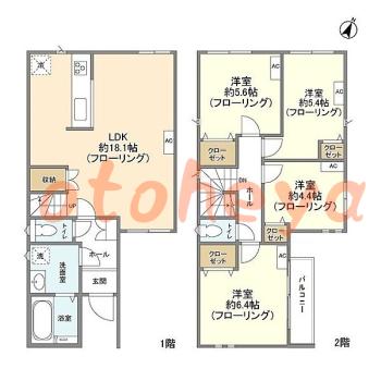楽器ピアノ可相談 の 賃貸物件 4LDK 18万円の図面１