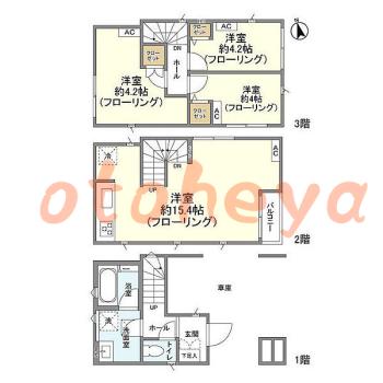 楽器ピアノ可相談 の 賃貸物件 3LDK 24万円の図面１