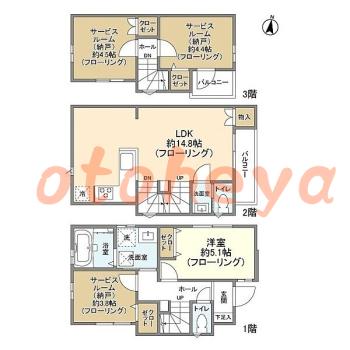 楽器ピアノ可相談 の 賃貸物件 1SLDK 32.2万円の図面１