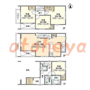 楽器ピアノ可相談 の 賃貸物件 4LDK 20.7万円の図面１