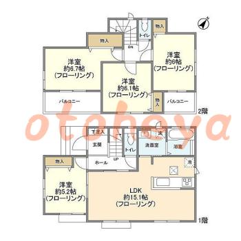楽器ピアノ可相談 の 賃貸物件 4LDK 15.8万円の図面１