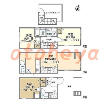 楽器ピアノ可相談 の 賃貸物件 2SLDK 25.5万円の図面１