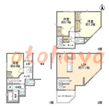 楽器ピアノ可相談 の 賃貸物件 3LDK 23.5万円の図面１