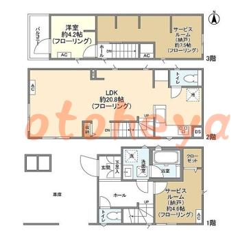 楽器ピアノ可相談 の 賃貸物件 1SLDK 19.9万円の図面１