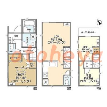 楽器ピアノ可相談 の 賃貸物件 2SLDK 19.9万円の図面１