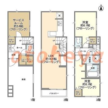 楽器ピアノ可相談 の 賃貸物件 2SLDK 29.5万円の図面１