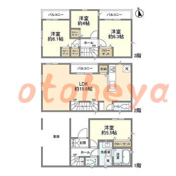楽器ピアノ可相談 の 賃貸物件 4LDK 20.3万円の図面１