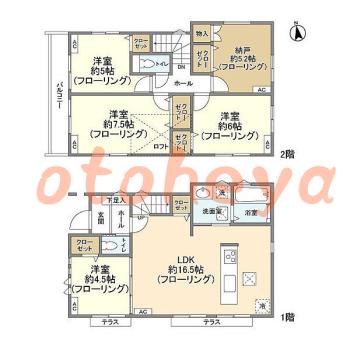 楽器ピアノ可相談 の 賃貸物件 4SLDK 25.8万円の図面１