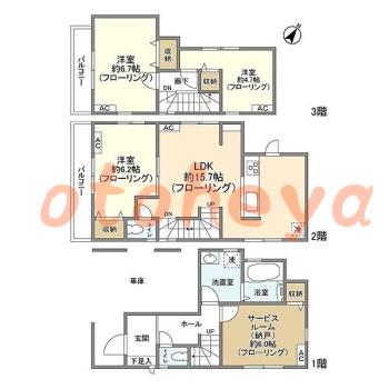 楽器ピアノ可相談 の 賃貸物件 3SLDK 24.9万円の図面１