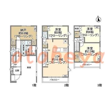 楽器ピアノ可相談 の 賃貸物件 3SLDK 31.8万円の図面１