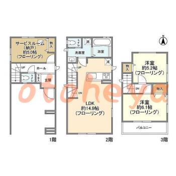 楽器ピアノ可相談 の 賃貸物件 2SLDK 26.8万円の図面１