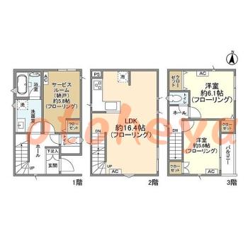 楽器ピアノ可相談 の 賃貸物件 2SLDK 21.5万円の図面１