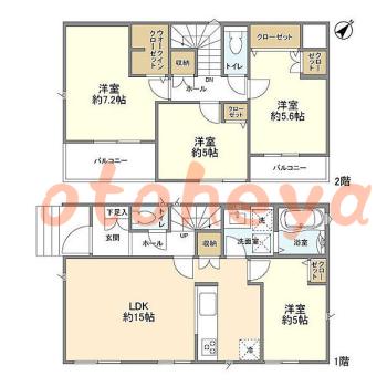 楽器ピアノ可相談 の 賃貸物件 4LDK 25.2万円の図面１