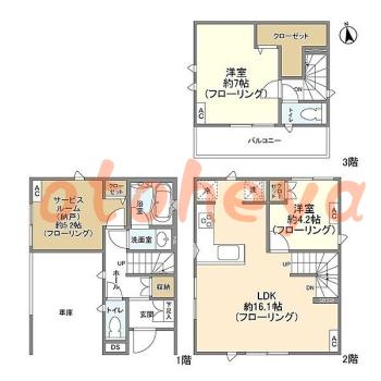 楽器ピアノ可相談 の 賃貸物件 2SLDK 36万円の図面１