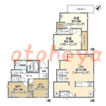 楽器ピアノ可相談 の 賃貸物件 2SLDK 31.5万円の図面１