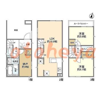 楽器ピアノ可相談 の 賃貸物件 2SLDK 20.2万円の図面１