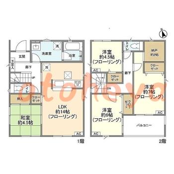 楽器ピアノ可相談 の 賃貸物件 4LDK 22.9万円の図面１