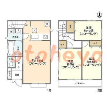 楽器ピアノ可相談 の 賃貸物件 3LDK 20.6万円の図面１