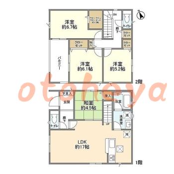 楽器ピアノ可相談 の 賃貸物件 4LDK 16.8万円の図面１