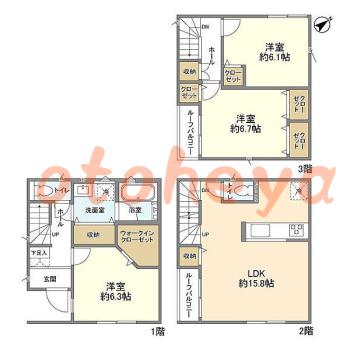 楽器ピアノ可相談 の 賃貸物件 3LDK 20.6万円の図面1