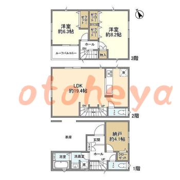 楽器ピアノ可相談 の 賃貸物件 2SLDK 20.2万円の図面1