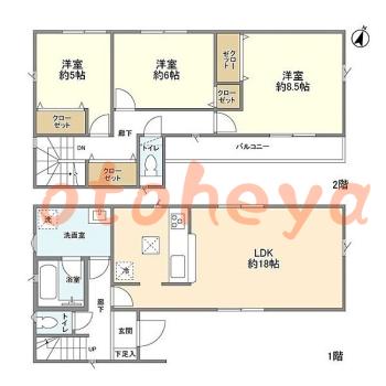 楽器ピアノ可相談 の 賃貸物件 3LDK 18.9万円の図面１