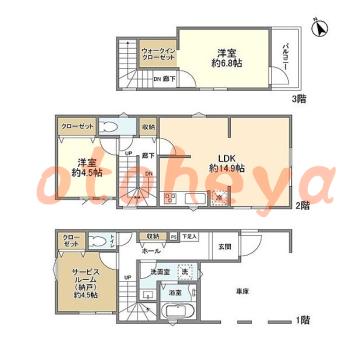 楽器ピアノ可相談 の 賃貸物件 2SLDK 24.2万円の図面１