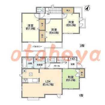 楽器ピアノ可相談 の 賃貸物件 4LDK 21.7万円の図面１