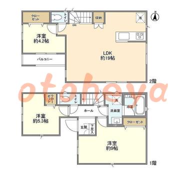 楽器ピアノ可相談 の 賃貸物件 3LDK 19.8万円の図面１
