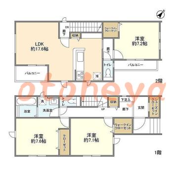 楽器ピアノ可相談 の 賃貸物件 3LDK 16.3万円の図面１