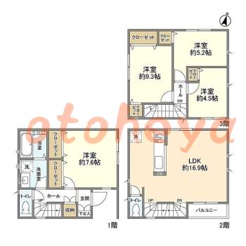 楽器ピアノ可相談 の 賃貸物件 4LDK 21.7万円の図面１