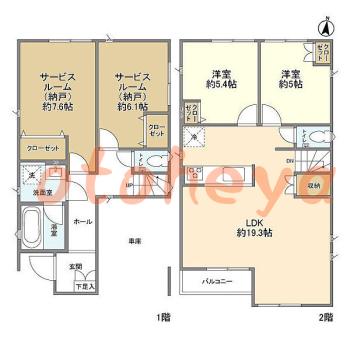 楽器ピアノ可相談 の 賃貸物件 2SLDK 26万円の図面１