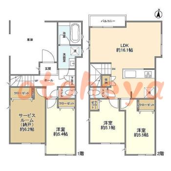 楽器ピアノ可相談 の 賃貸物件 3SLDK 25.9万円の図面１