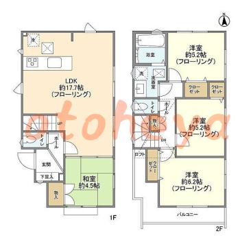 楽器ピアノ可相談 の 賃貸物件 4LDK 23.5万円の図面１
