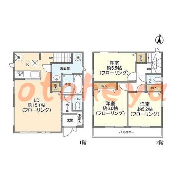 楽器ピアノ可相談 の 賃貸物件 3LDK 23.6万円の図面１