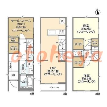 楽器ピアノ可相談 の 賃貸物件 2SLDK 29.8万円の図面1