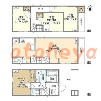 楽器ピアノ可相談 の 賃貸物件 3SLDK 25.6万円の図面１