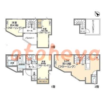 楽器ピアノ可相談 の 賃貸物件 3LDK 20.3万円の図面１