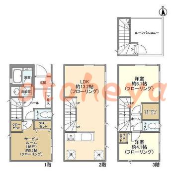 楽器ピアノ可相談 の 賃貸物件 2SLDK 27.5万円の図面１