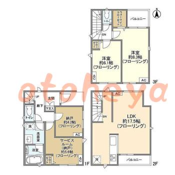 楽器ピアノ可相談 の 賃貸物件 2SLDK 21.7万円の図面１