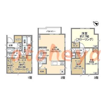 楽器ピアノ可相談 の 賃貸物件 2SLDK 24.8万円の図面１