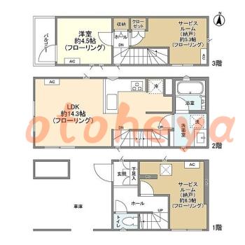 楽器ピアノ可相談 の 賃貸物件 1SLDK 24.4万円の図面１