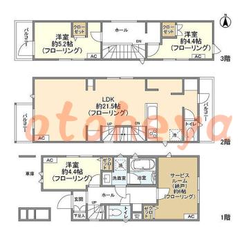 楽器ピアノ可相談 の 賃貸物件 3SLDK 23万円の図面１
