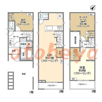 楽器ピアノ可相談 の 賃貸物件 1SLDK 20.8万円の図面１
