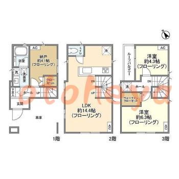楽器ピアノ可相談 の 賃貸物件 2SLDK 30.1万円の図面１