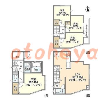 楽器ピアノ可相談 の 賃貸物件 4LDK 23.7万円の図面１